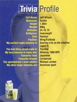 1999 Meadow Fresh Milk South Island Stars of Rugby #NNO Jeff Wilson Back